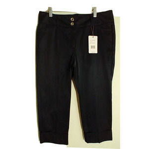NWT Zac Rachel Women's Navy Blue Slim fit cuffed Capri pants sz 6